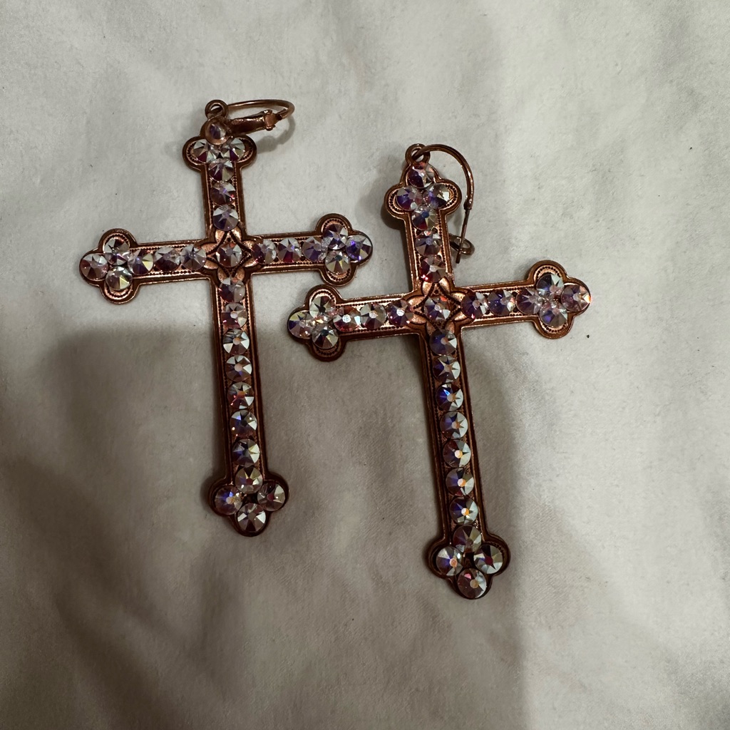 Elegant Crystal Cross Earrings 20$